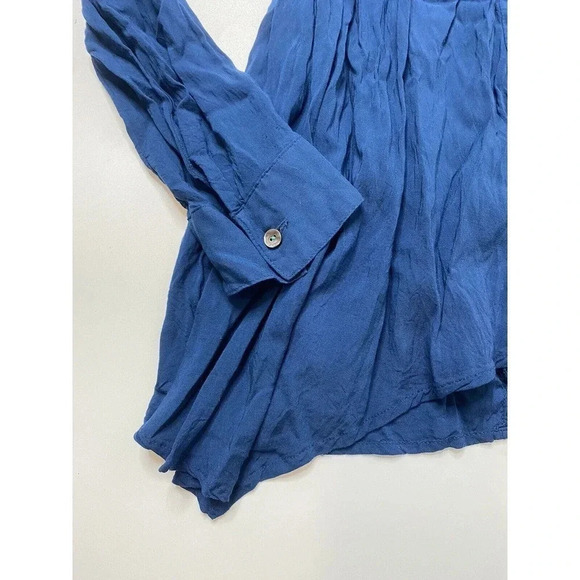 Maeve Anthropologie Womens Top Size 2 Blue Rayon V-Neck Long Sleeve Boho Solid - Picture 5 of 8
